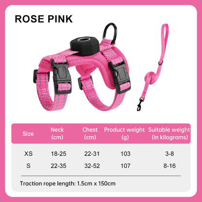 Reflective Escape-Proof Cat Harness – Adjustable Vest with Built-in AirTag Holder for Outdoor Walking