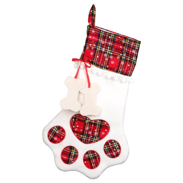 OurWarm Plaid Christmas Stocking New Year Gift Bag for Pet Dog Cat Christmas Goods Xmas Tree Hanging Ornaments navidad