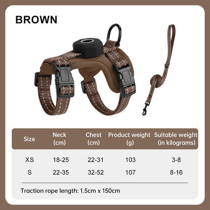 Reflective Escape-Proof Cat Harness – Adjustable Vest with Built-in AirTag Holder for Outdoor Walking