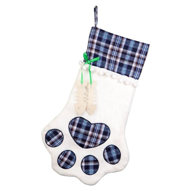 OurWarm Plaid Christmas Stocking New Year Gift Bag for Pet Dog Cat Christmas Goods Xmas Tree Hanging Ornaments navidad