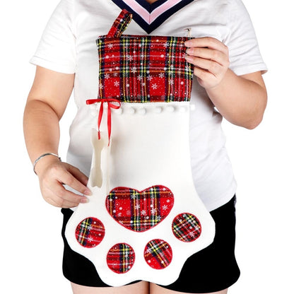 OurWarm Plaid Christmas Stocking New Year Gift Bag for Pet Dog Cat Christmas Goods Xmas Tree Hanging Ornaments navidad