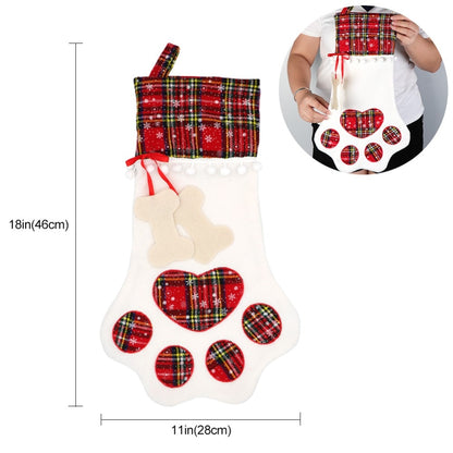 OurWarm Plaid Christmas Stocking New Year Gift Bag for Pet Dog Cat Christmas Goods Xmas Tree Hanging Ornaments navidad